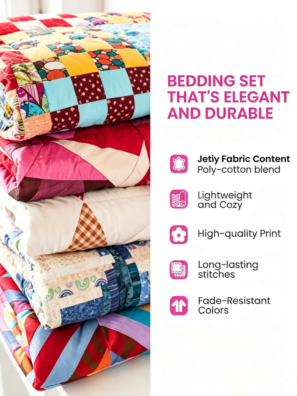 Highland Cow Family Floral Garden 3-Piece Quilted Bedding Set